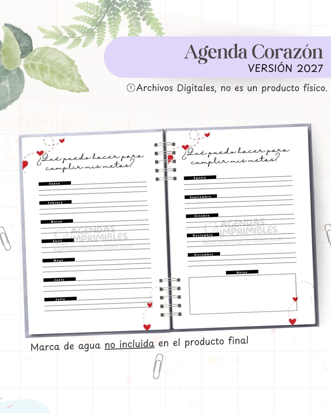 Agenda Corazones 2027 - Archivo Imprimible - imagen 4