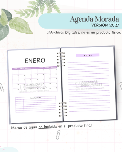 Agenda Morada 2027 - Archivo Imprimible - imagen 4