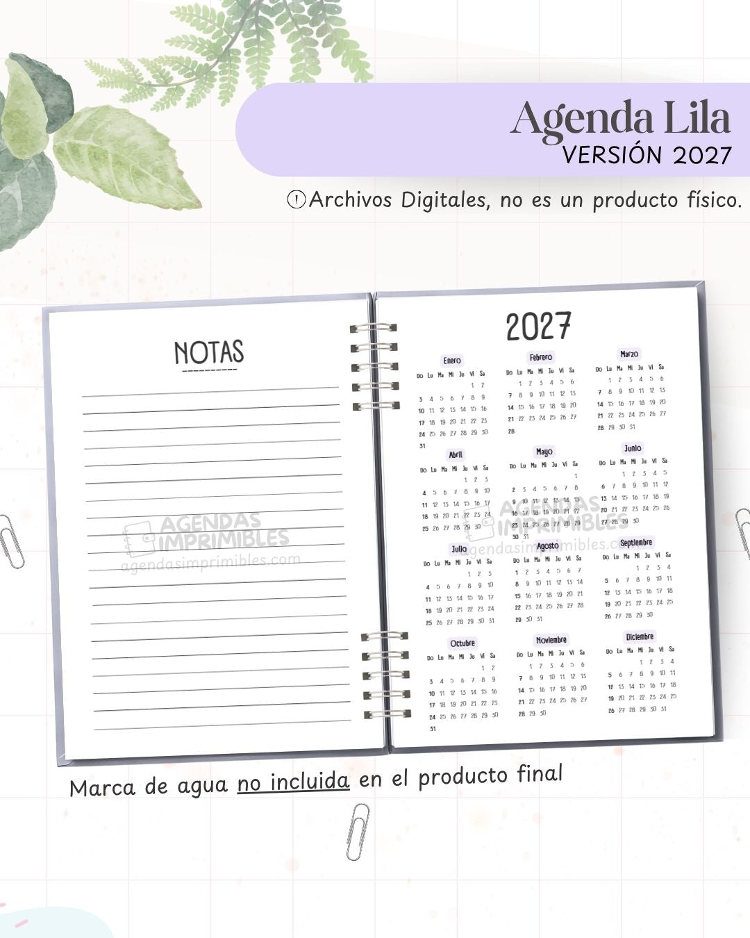 Agenda Lila 2027 - Archivo Imprimible