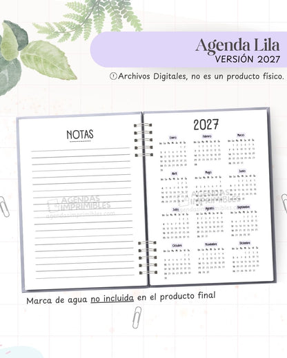Agenda Lila 2027 - Archivo Imprimible