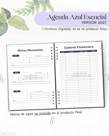 Agenda Azul Esencial 2027 - Archivo Imprimible - imagen 4