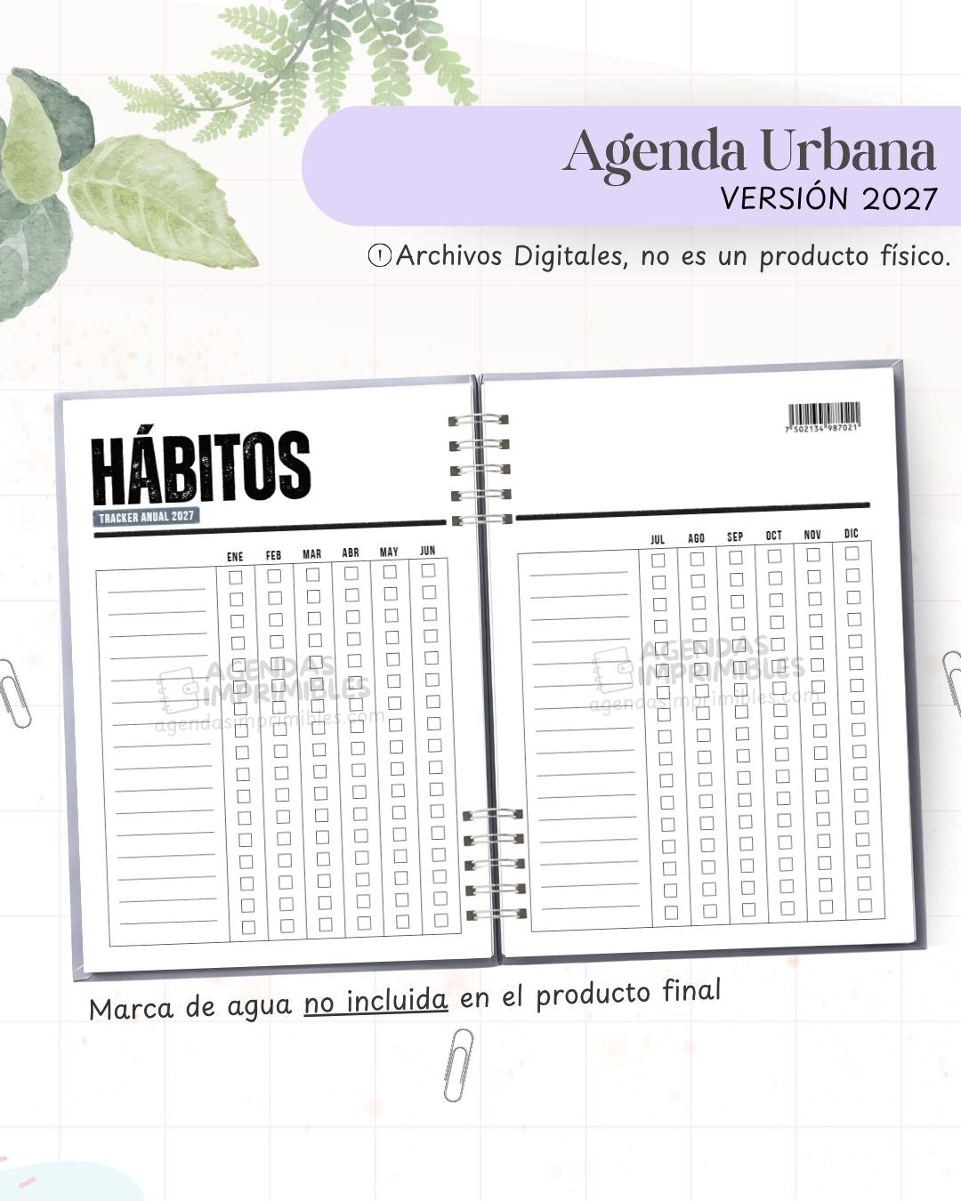 Tracker de hábitos de la Agenda Urbana imprimible 2027