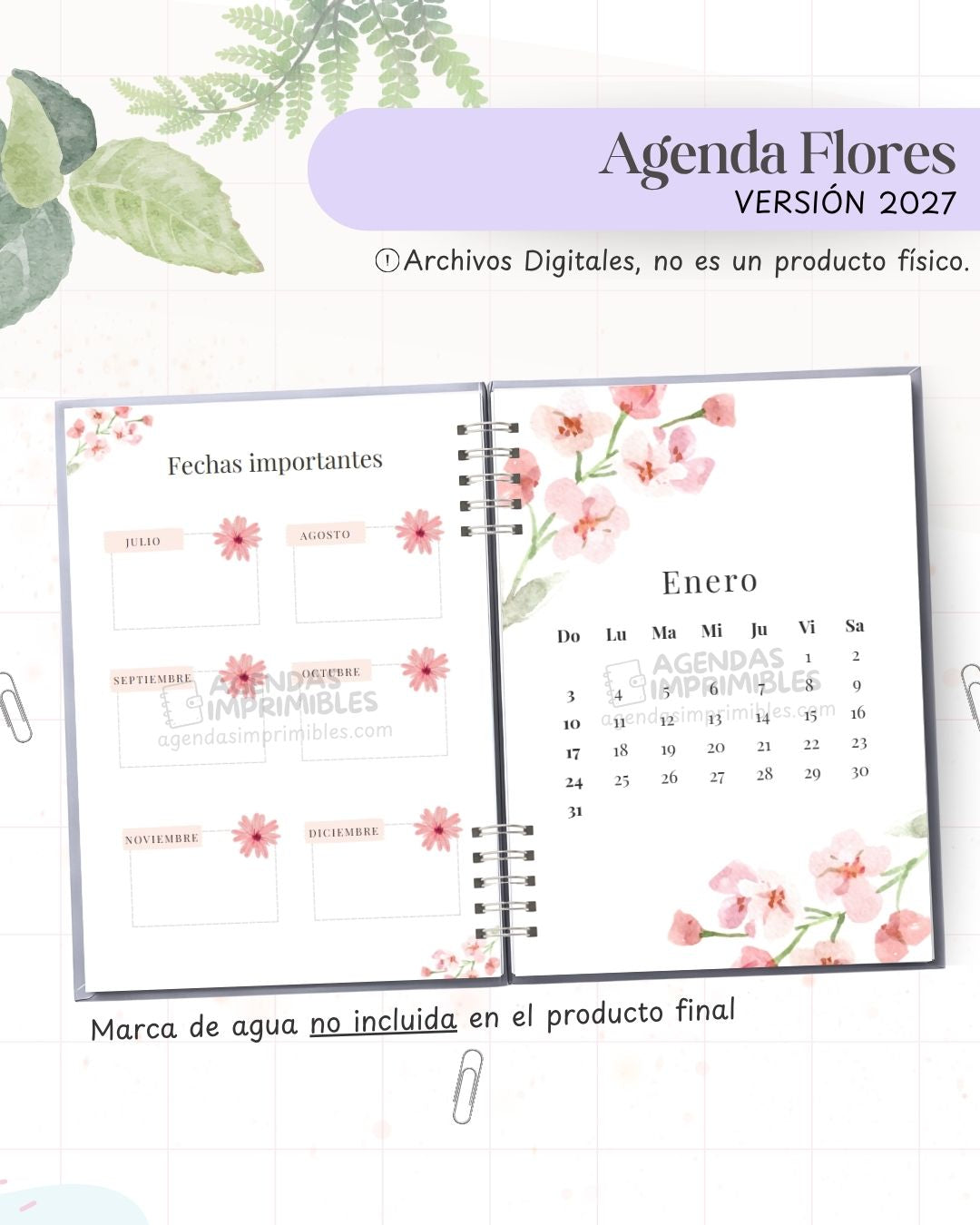 Agenda Flores 2027 - Archivo Imprimible - imagen 4