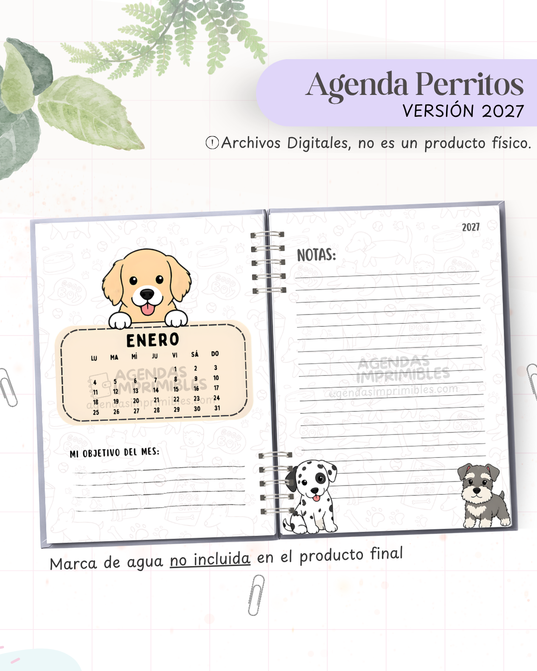 Agenda Perritos 2 2027 - Archivo Imprimible - imagen 4