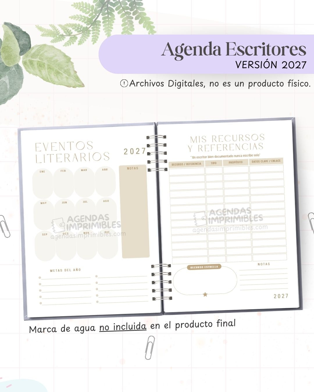 Agenda Escritores 2027 - Archivo Imprimible - imagen 4