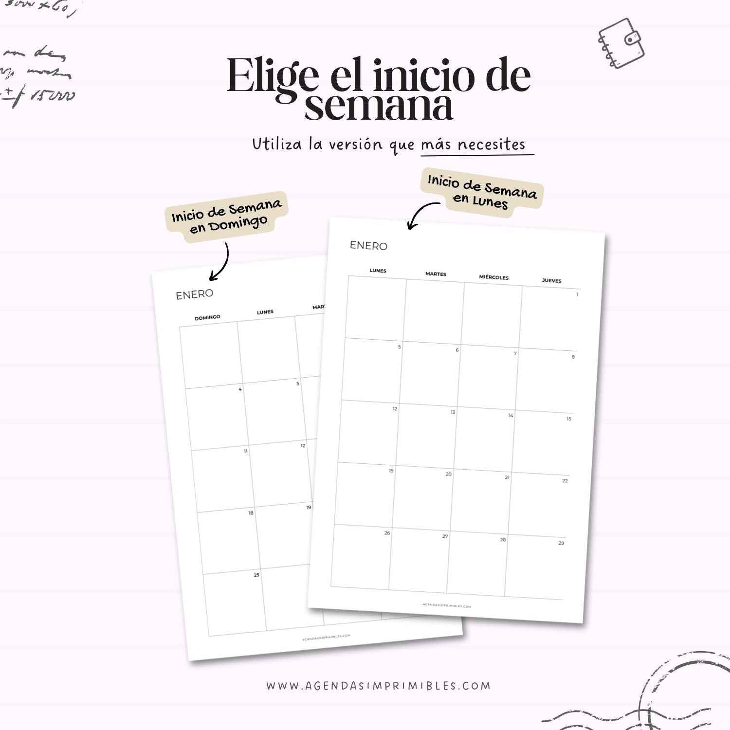 Calendario Mensual 2026 Doble