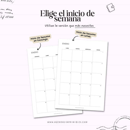 Calendario Mensual 2026 Doble