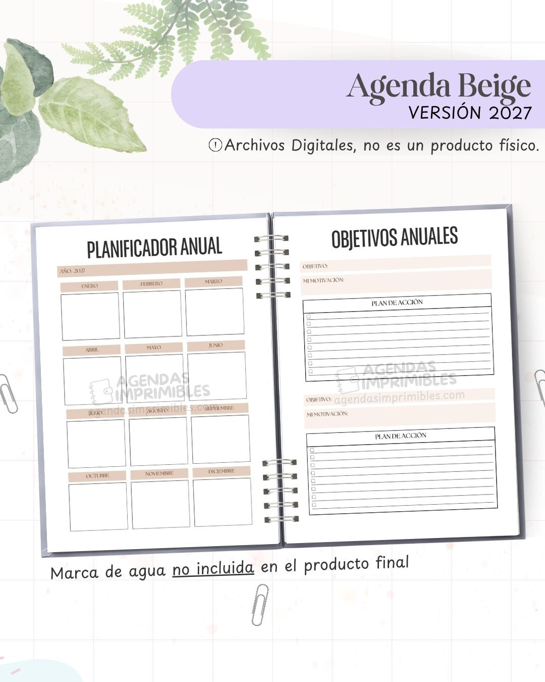 Agenda Beige 2027 - Archivo Imprimible - imagen 4