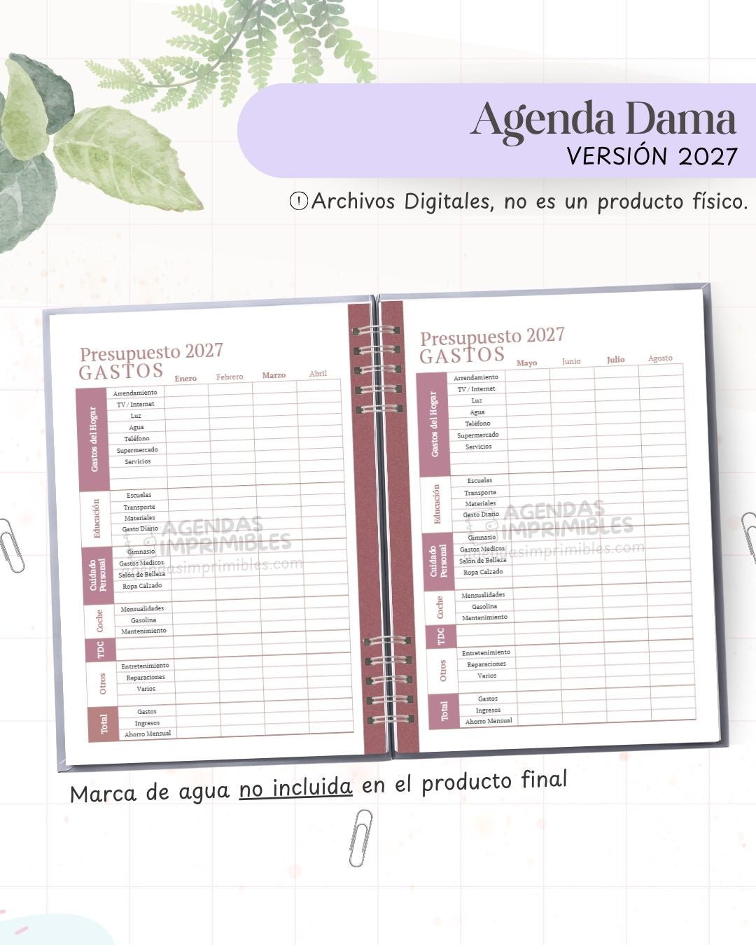 Agenda Dama 2027 - Archivo Imprimible - imagen 4