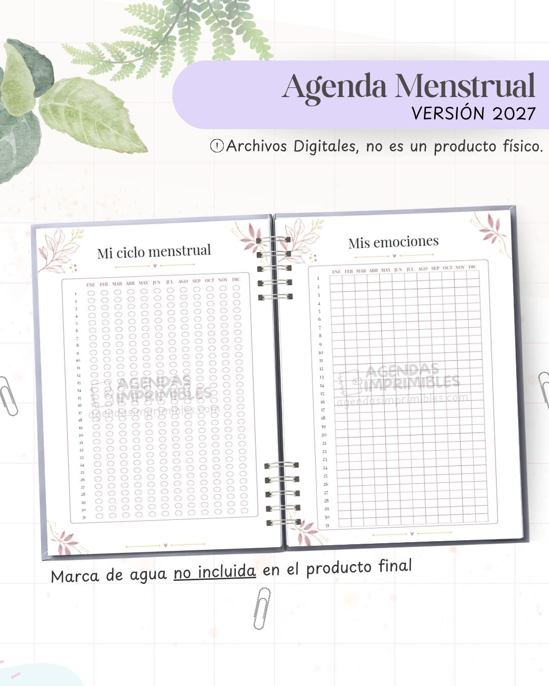 Agenda Menstrual 2027 - Archivo Imprimible - imagen 4