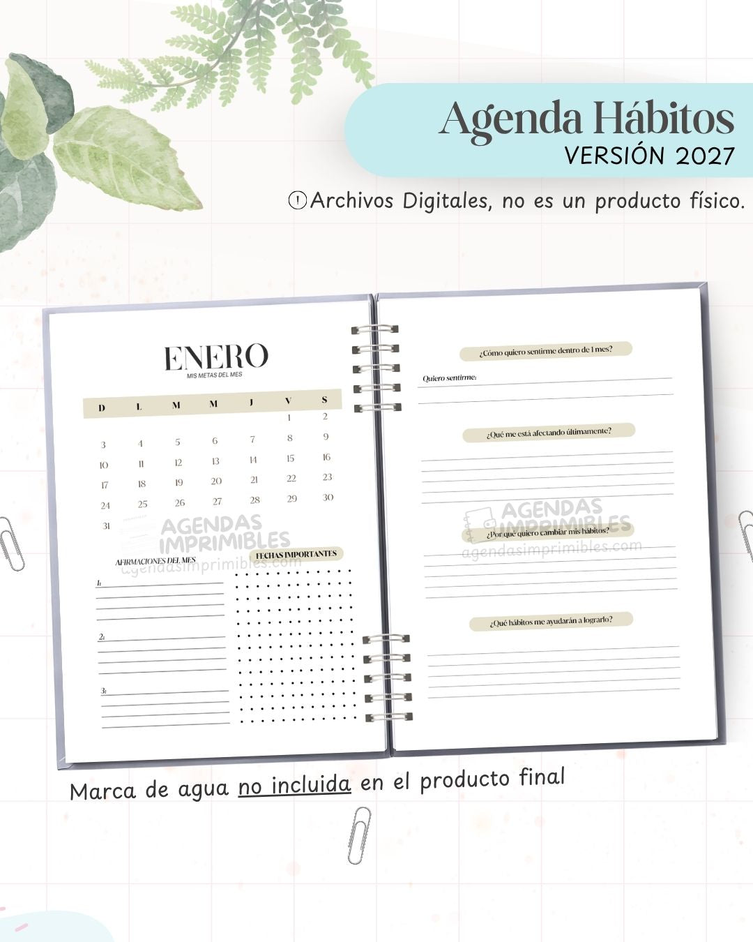 Agenda Hábitos Saludables 2027 - Archivo Imprimible - imagen 4