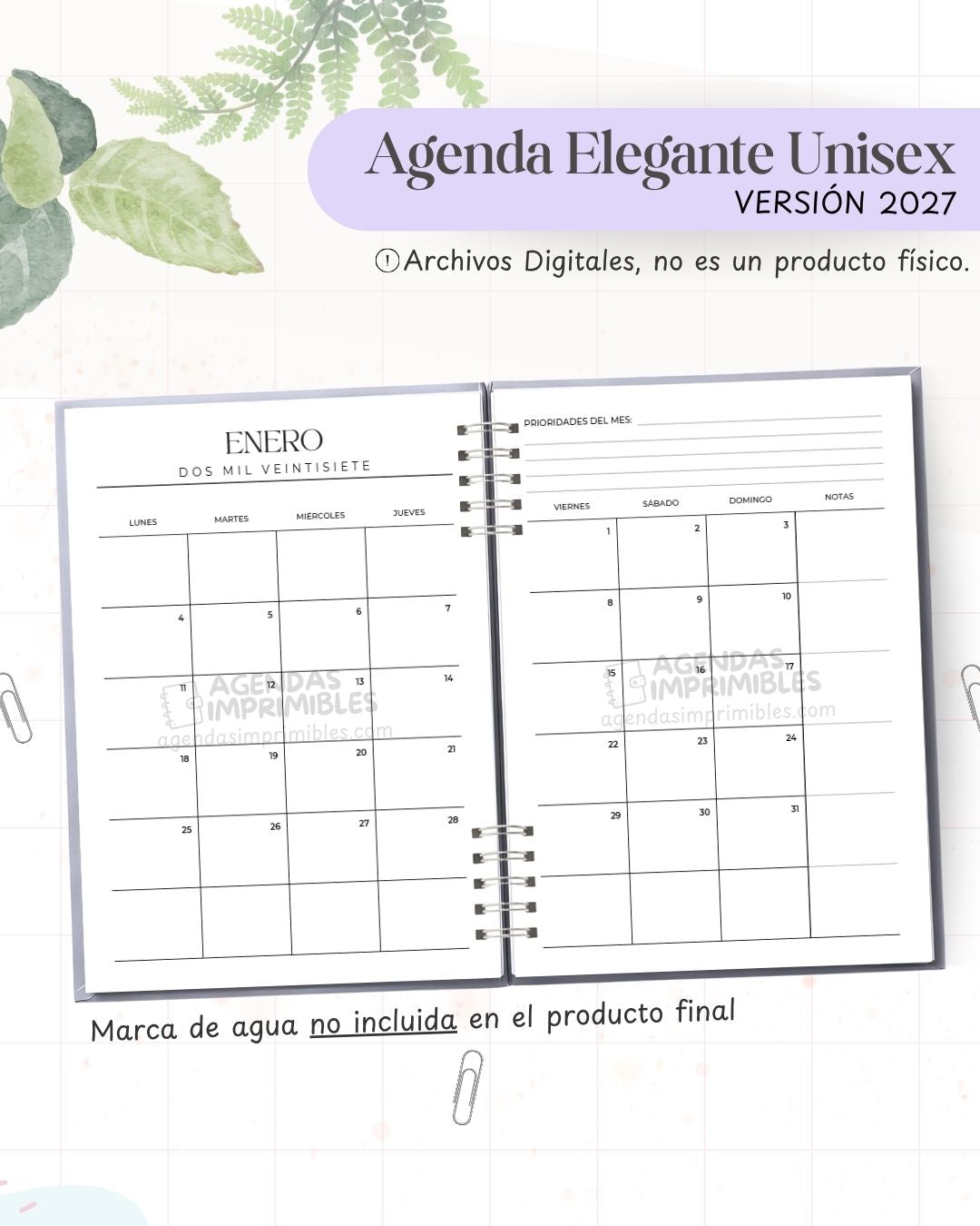 Agenda Elegante Unisex 2027 - Archivo Imprimible - imagen 5