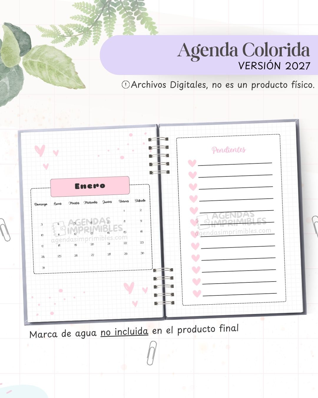 Agenda Colorida 2027 - Archivo Imprimible - imagen 5