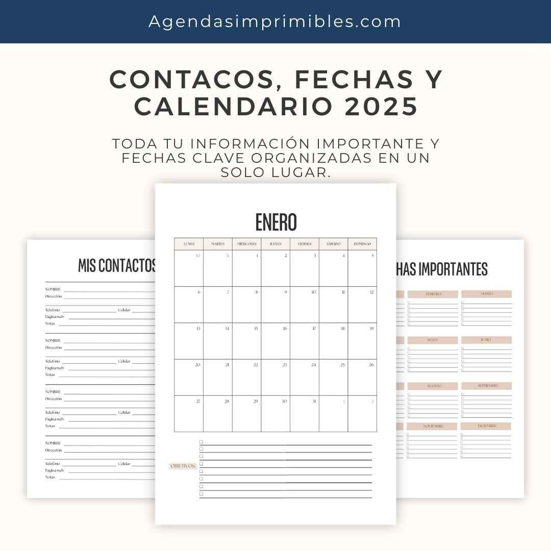 Agenda Beige Diaria | 2025