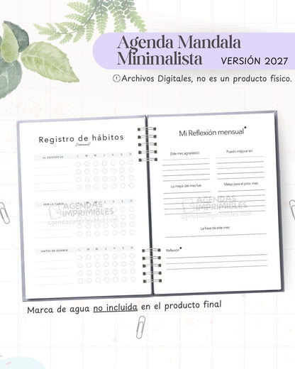 Agenda Mandala Minimalista 2027 - Archivo Imprimible - imagen 5