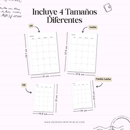 Calendario Mensual 2026 Doble