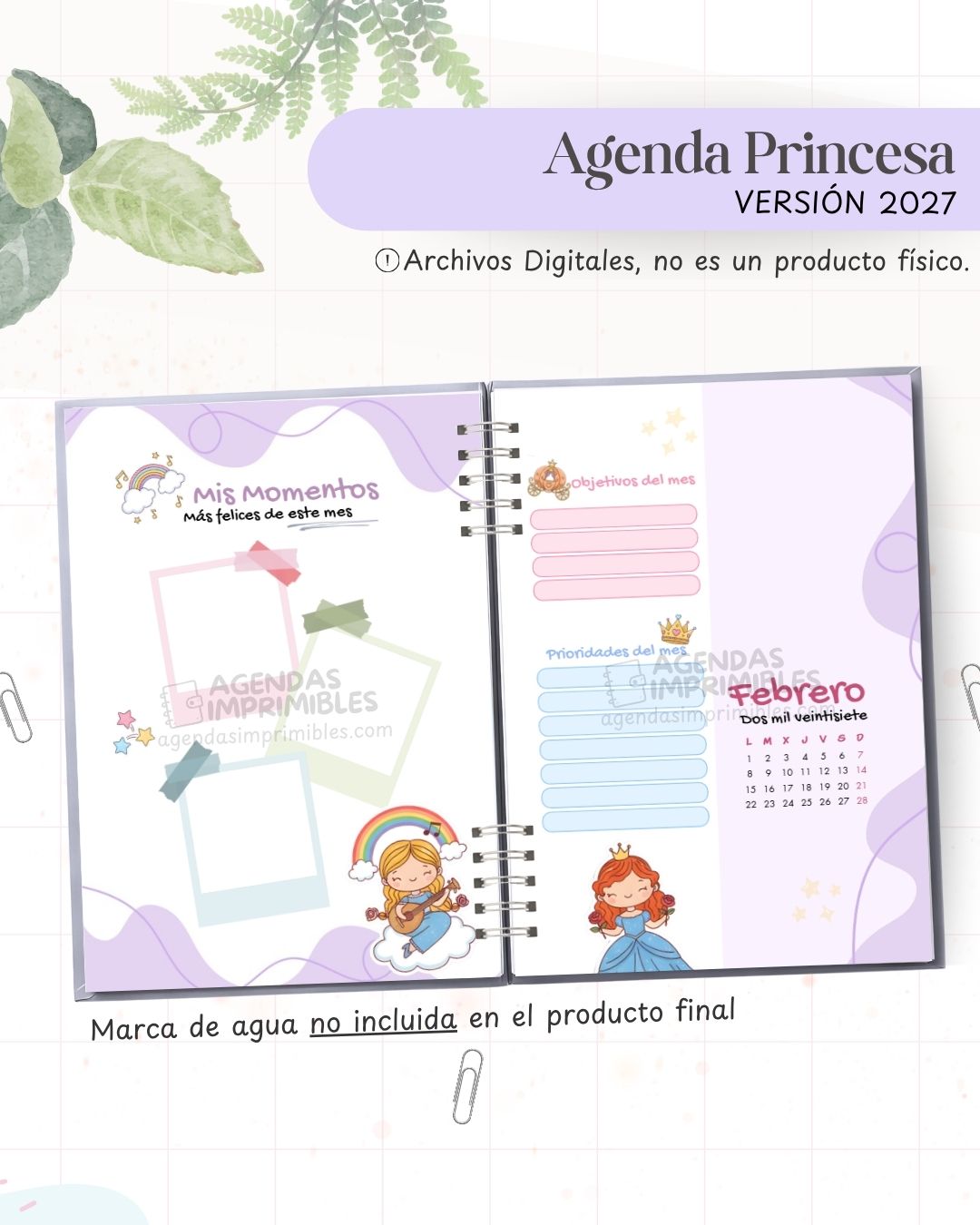 Agenda Princesas 2027 - Archivo Imprimible - imagen 5