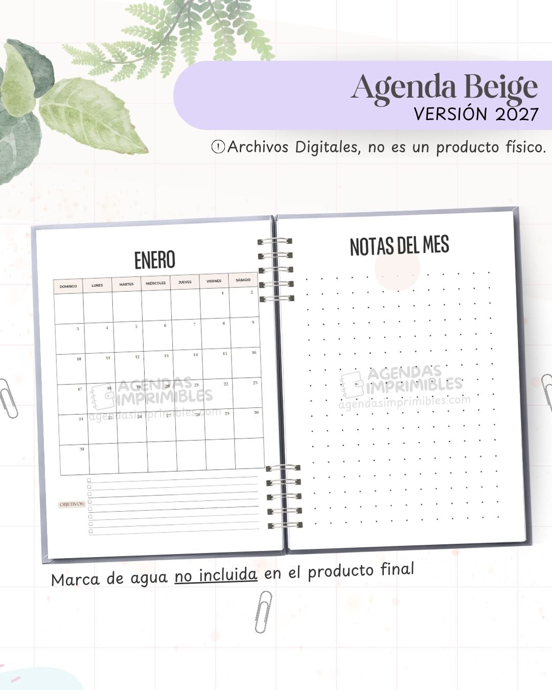 Agenda Beige 2027 - Archivo Imprimible - imagen 5