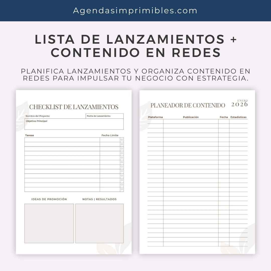 Agenda Emprendedora Dos Días x Pagina | 2026