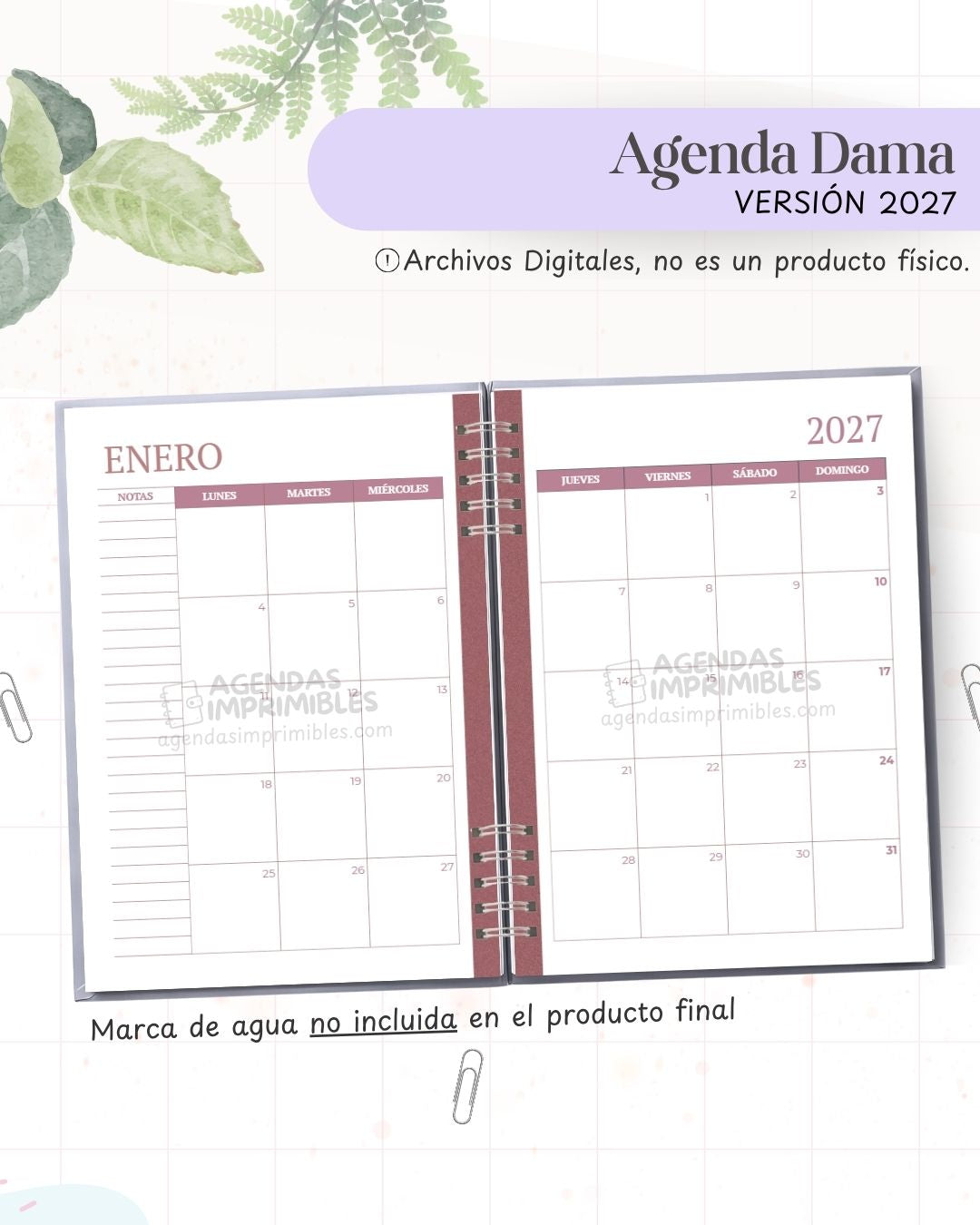 Agenda Dama 2027 - Archivo Imprimible - imagen 6