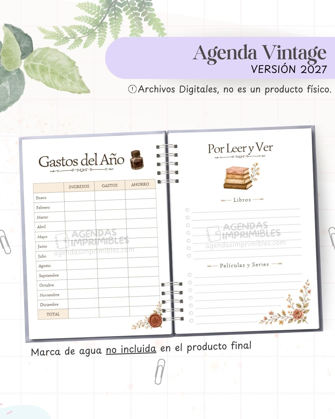 Agenda Vintage 2027 - Archivo Imprimible - imagen 6