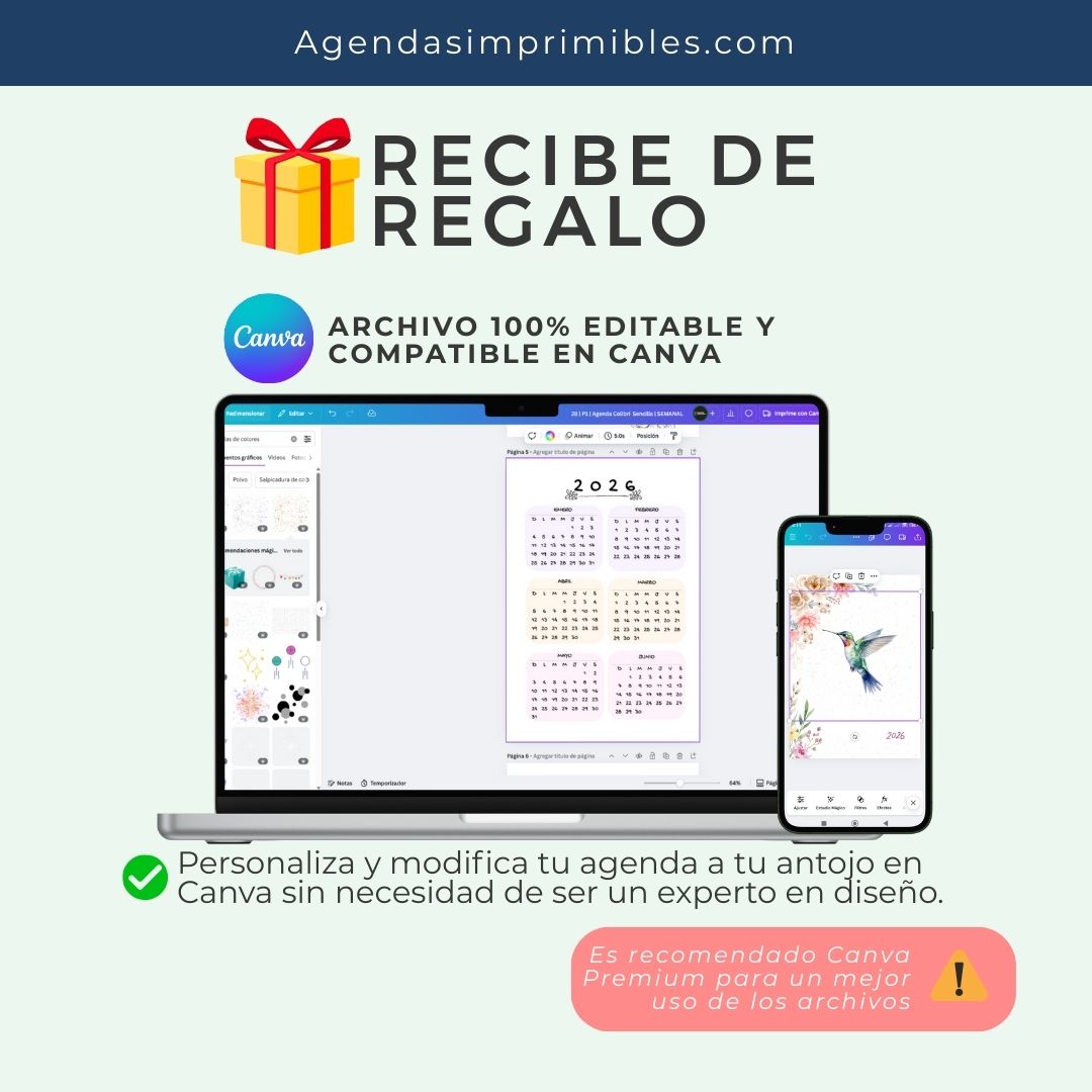 Agenda Colibrí Sencilla Semanal | 2026
