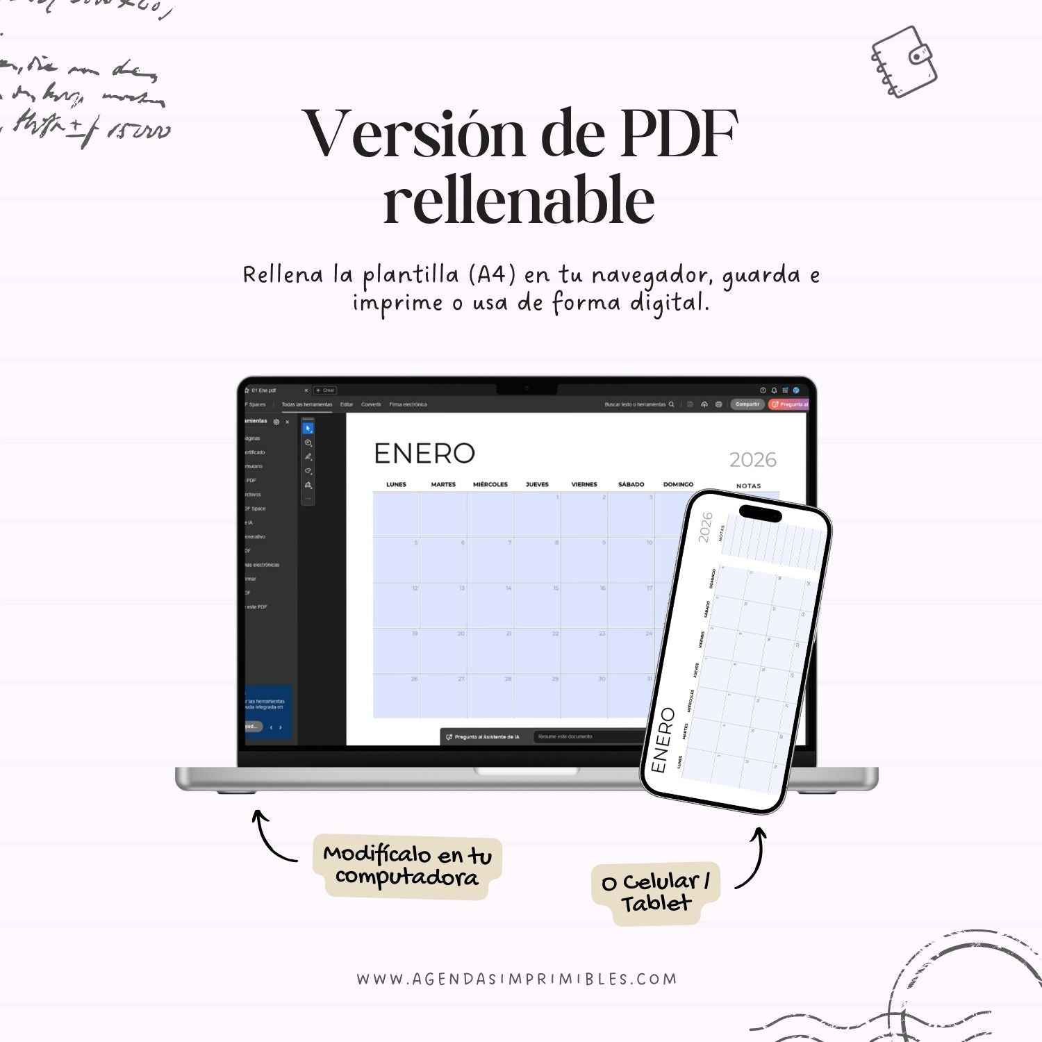 Calendario 2026 Mensual Horizontal