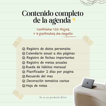 Agenda Cactus 2 Días x Página  | 2026