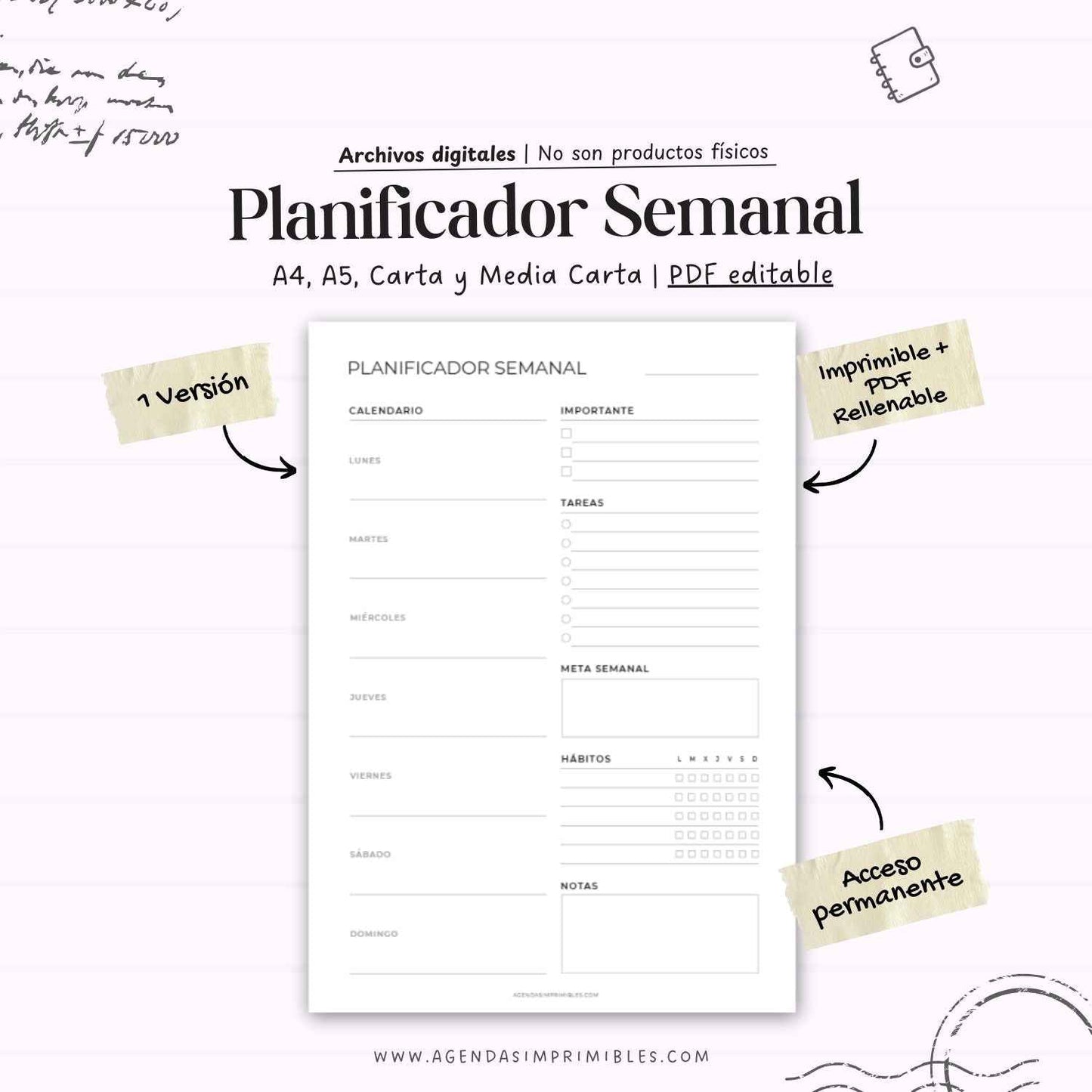 Planificador Semanal Imprimible