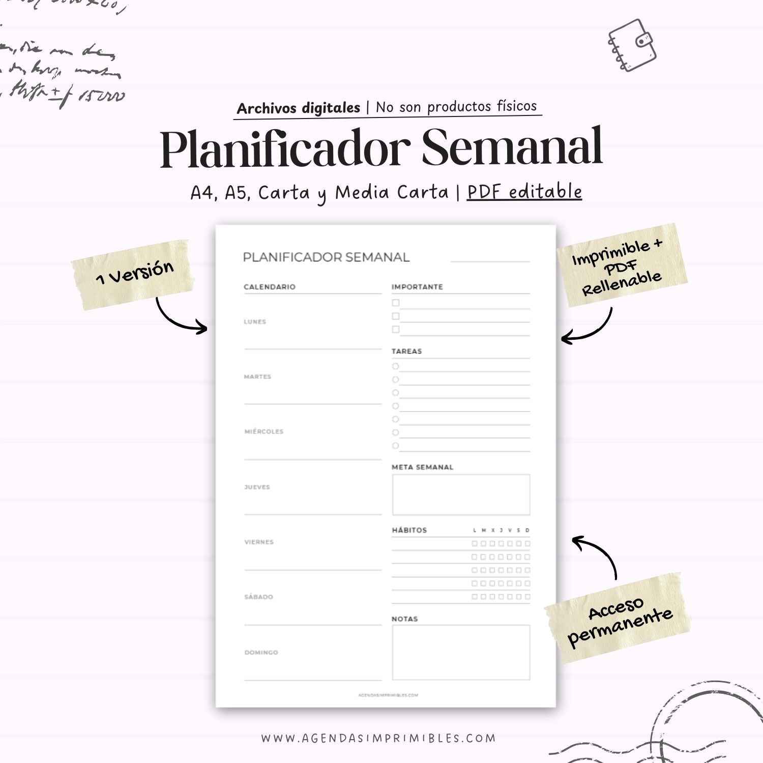 Planificador Semanal Imprimible