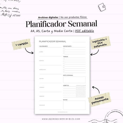 Planificador Semanal Imprimible