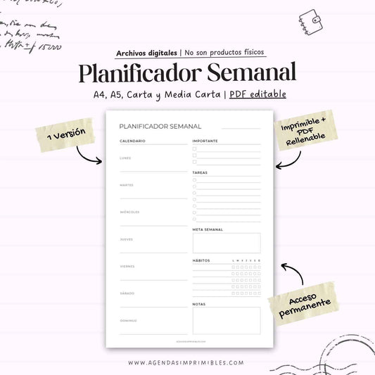 Planificador Semanal Imprimible