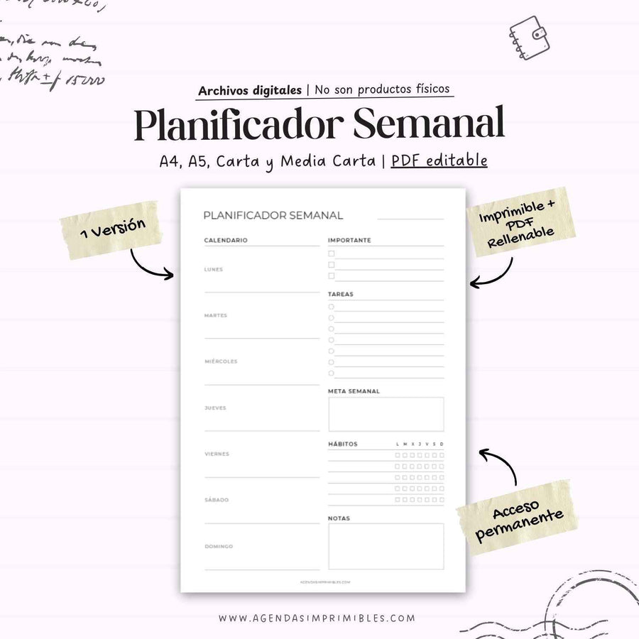 Planificador Semanal Imprimible
