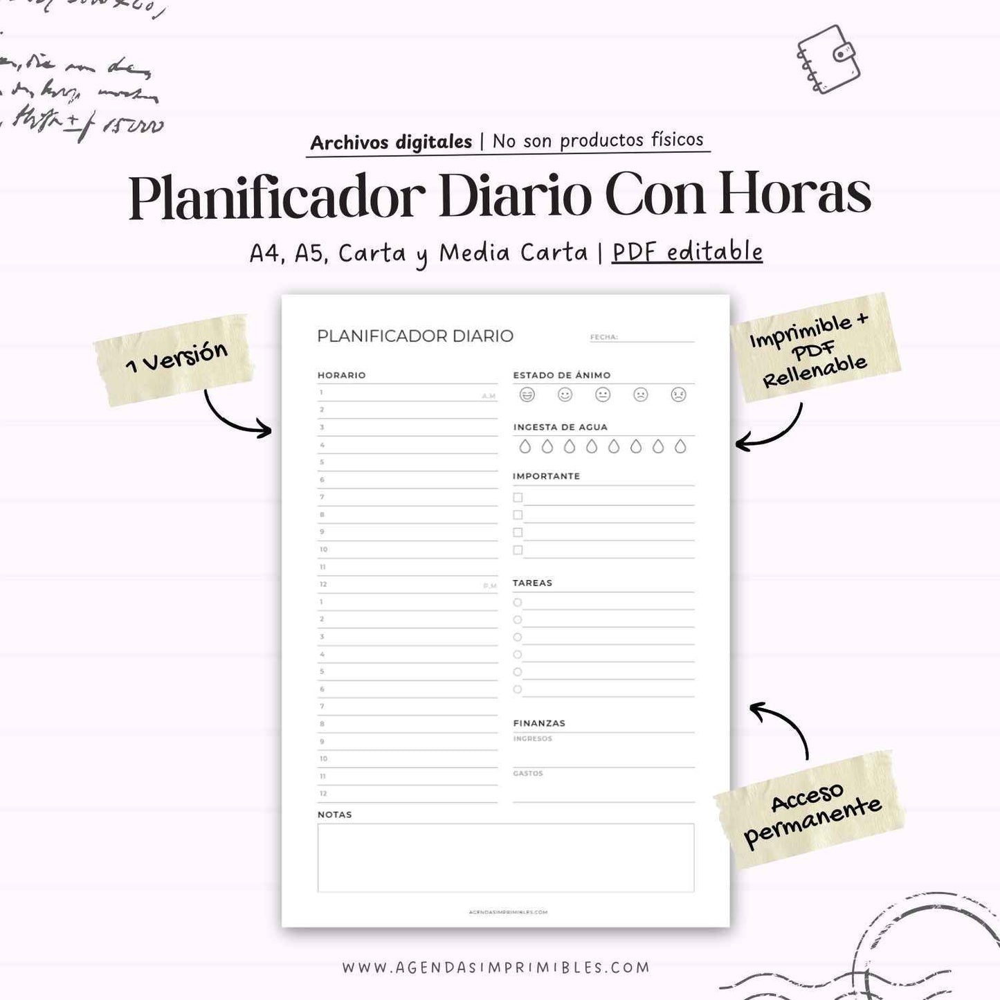 Planificador Diario con Horas