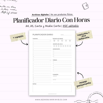 Planificador Diario con Horas