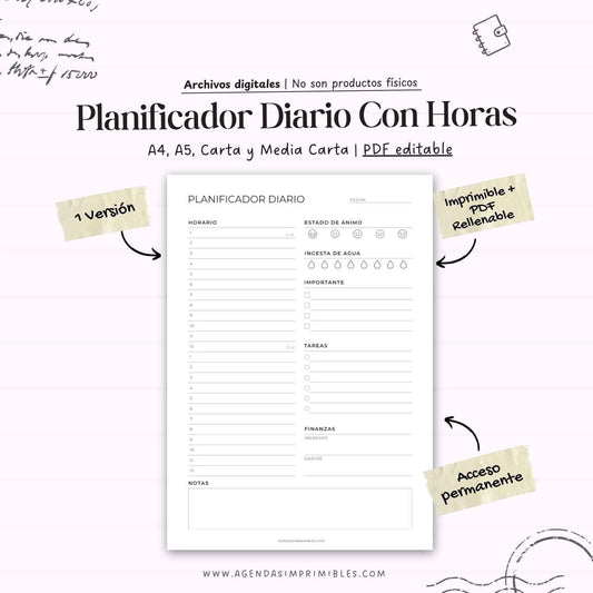 Planificador Diario con Horas