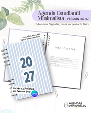 Agenda Escolar Unisex Ciclo Ago 26 a Jul 27 - Archivo Imprimible